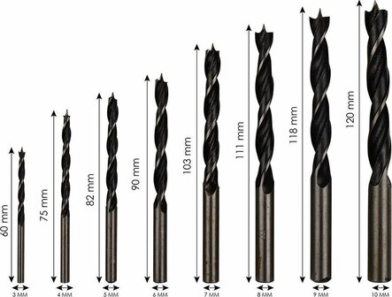 Houtborenset 8-delig  | houtboor &Oslash; 3-10mm