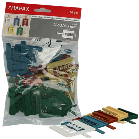 HAPAX uitvulplaatjes | 1/2/3/4/5mm gemengd| zak 50 stuks