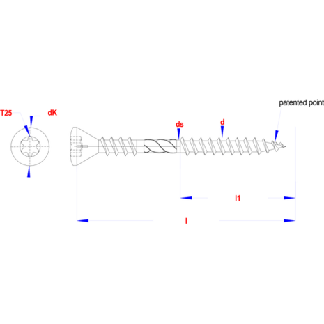 HAPAX hardhoutschroeven | 5x50mm | RVS AISI 304 | Tx 25 | 200 stuks 
