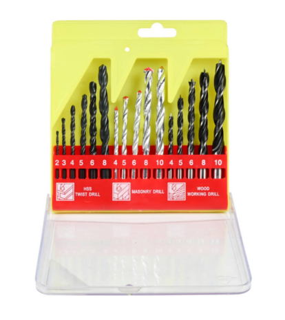 Borenset 16-delig combi | hout-, metaal- en steenboor Ø 2-10mm